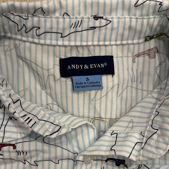 Andy & Evan Blue Shark Pattern Shirt - Picture 2 of 6